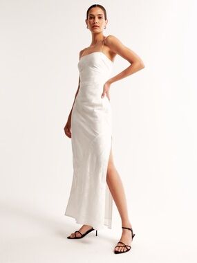 Abercrombie & Fitch White Satin Maxi Dress